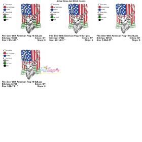 Deer With American Flag-10 Embroidery Design