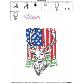 Deer With American Flag-10 Embroidery Design