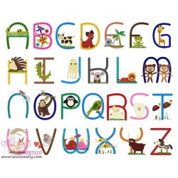 Animals Font Embroidery Design Bundle-1