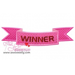 Winner Ribbon Applique Design Pattern-1