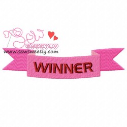 Winner Ribbon Embroidery Design Pattern-1