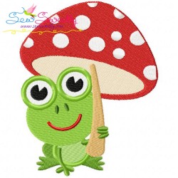 Frog Mushroom Embroidery Design Pattern-1