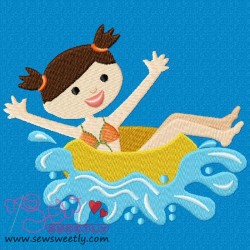 Kids And Pool-2 Embroidery Design Pattern-1