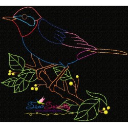 Colorful Vintage Bird-10 Embroidery Design Pattern-2