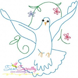 Vintage Redwork Pigeon-1 Embroidery Design Pattern-1