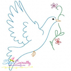 Vintage Redwork Pigeon-2 Embroidery Design Pattern-1