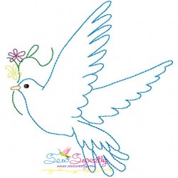 Vintage Redwork Pigeon-4 Embroidery Design Pattern-1