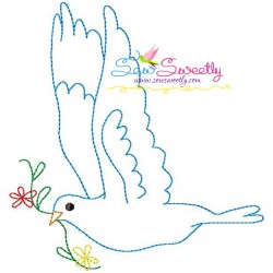 Vintage Redwork Pigeon-7 Embroidery Design Pattern-1