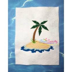 Palm Tree On Island Embroidery Design Pattern-2