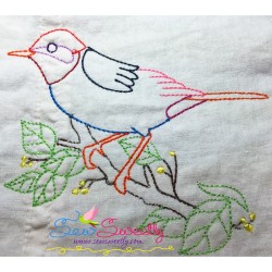 Colorful Vintage Birds Embroidery Design Bundle-11