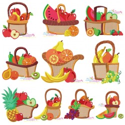 Colorful Fruit Baskets Embroidery Design Bundle-1