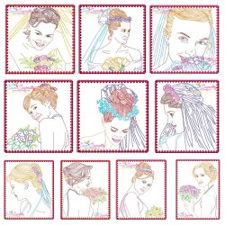 Multi Color Vintage Stitch Brides Embroidery Design Bundle-1