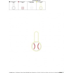 Baseball Key Fob In The Hoop Embroidery Design Pattern-2