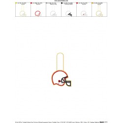 Football Helmet Key Fob In The Hoop Embroidery Design Pattern-2