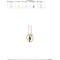 Rhythmic Gymnastics With Ribbon Key Fob In The Hoop Embroidery Design Pattern-2
