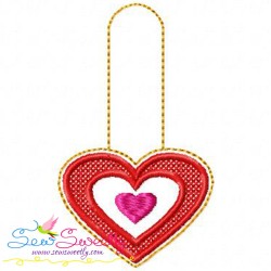 Heart Key Fob In The Hoop Embroidery Design Pattern-2
