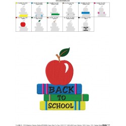 Back To School Books And Apple Embroidery Design Pattern-2