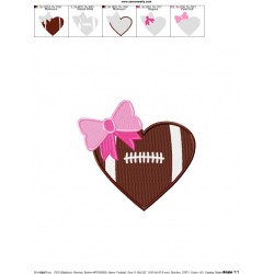 Football Heart Machine Embroidery Design Pattern-2