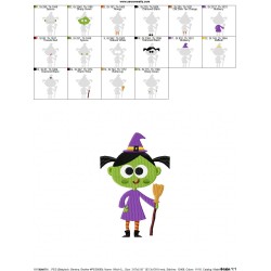 Cute Halloween Witch Embroidery Design Pattern-2