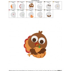 Turkey With Pumpkin Embroidery Design Pattern-2