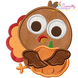 Turkey With Pumpkin Applique Design Pattern-2