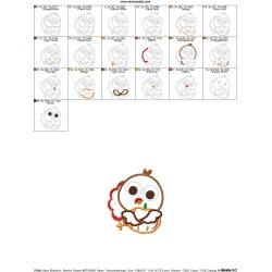 Turkey With Pumpkin Applique Design Pattern-3