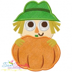 Scarecrow With Pumpkin Applique Design Pattern-1