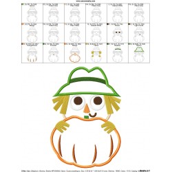 Scarecrow With Pumpkin Applique Design Pattern-3