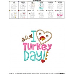 I Heart Turkey Day Lettering Applique Design Pattern-2
