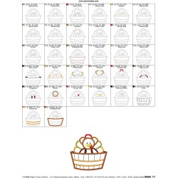 Turkey in Barrel Applique Design Pattern-2