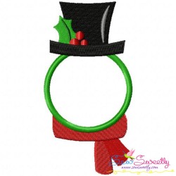 Snowman Monogram Frame Embroidery Design Pattern-1