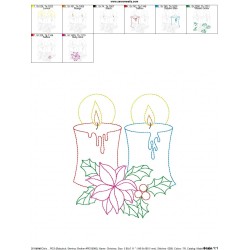 Christmas Bean Stitch Candle-2 Embroidery Design Pattern-2