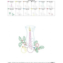 Christmas Bean Stitch Candle-3 Embroidery Design Pattern-2
