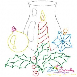 Christmas Bean Stitch Candles Embroidery Design Bundle-2