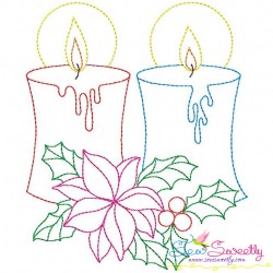 Christmas Bean Stitch Candles Embroidery Design Bundle-3