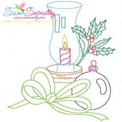 Christmas Bean Stitch Candles Embroidery Design Bundle-6