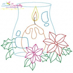 Christmas Bean Stitch Candles Embroidery Design Bundle-7