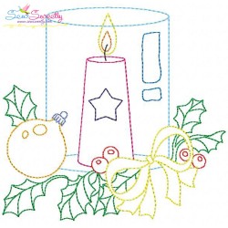 Christmas Bean Stitch Candles Embroidery Design Bundle-10