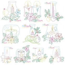 Christmas Bean Stitch Candles Embroidery Design Bundle-1