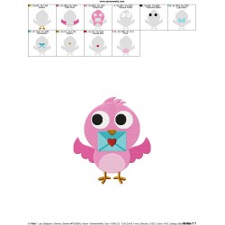 Valentine Little Bird Embroidery Design Pattern-2