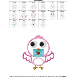 Valentine Little Bird Applique Design Pattern-2