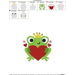 Valentine Frog Embroidery Design Pattern-2