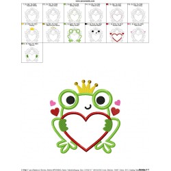 Valentine Frog Applique Design Pattern-2