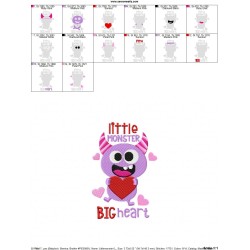 Little Valentine Monster Embroidery Design Pattern-2