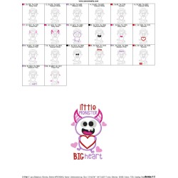 Little Valentine Monster Applique Design Pattern-2