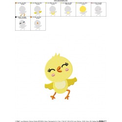 Dancing Chick Embroidery Design Pattern-2