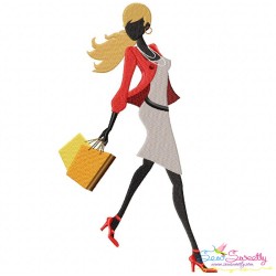 Shopping Lady-3 Embroidery Design Pattern-1