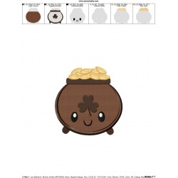 St.Patrick's Day Pot of Gold Kawaii Embroidery Design Pattern-2