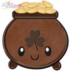 St.Patrick's Day Pot of Gold Kawaii Applique Design Pattern-1