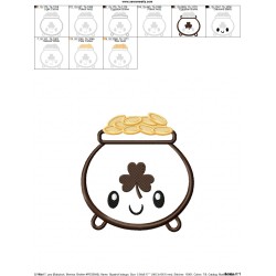 St.Patrick's Day Pot of Gold Kawaii Applique Design Pattern-2